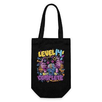 Level 14 Complete Gaming Graffiti - Geschenkbeutel für Flaschen - Schwarz - Vorne