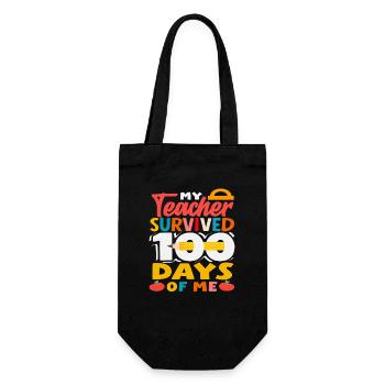 Teacher made it through 100 days with me - Gift Bag for Bottles - black - Front