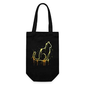 Look doré silhouette de chat – Élégant chat - Sac à bouteille - noir - Devant