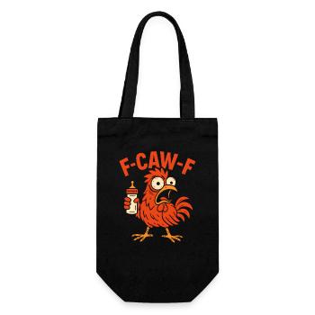 F-CAW-F Parents Rooster Chicken Humor Gift Idea - Gift Bag for Bottles - black - Front
