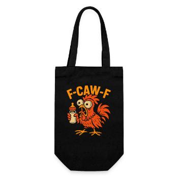 F-CAW-F Parents Rooster Chicken Humor Gift Idea - Gift Bag for Bottles - black - Front