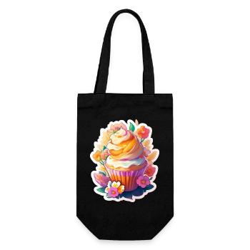 Floral Cupcake Color Game - Gift Bag for Bottles - black - Front