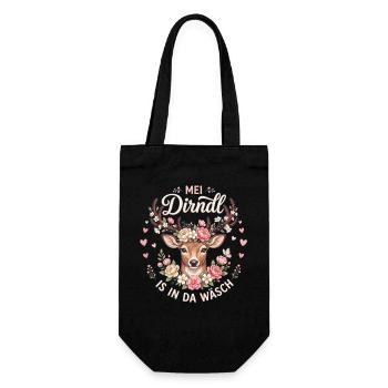 Tracht Ersatz Dirndl T-Shirt Damen Trachtenshirt - Geschenkbeutel für Flaschen - Schwarz - Vorne