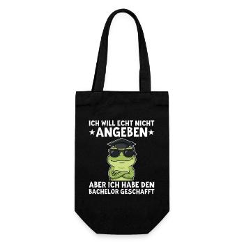 Bachelor Bestanden Frosch Abschluss Geschenk - Geschenkbeutel für Flaschen - Schwarz - Vorne