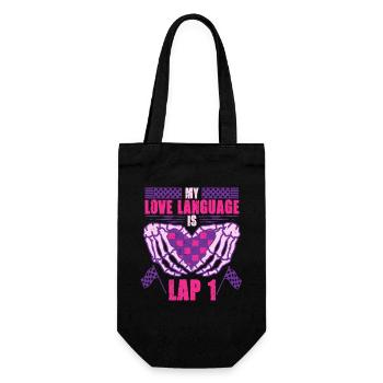 Autorennen Motorsport Love Language Is Lap 1 - Geschenkbeutel für Flaschen - Schwarz - Vorne