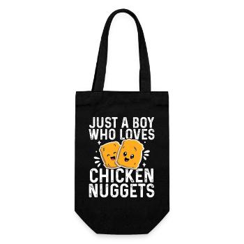Nur ein Junge, der Chicken Nuggets liebt, lustige Kinder - Geschenkbeutel für Flaschen - Schwarz - Vorne