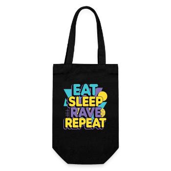 Eat Sleep Rave Repeat – Techno Party Spruch - Geschenkbeutel für Flaschen - Schwarz - Vorne