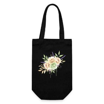 Floral Bouquet Watercolor Vintage - Gift Bag for Bottles - black - Front