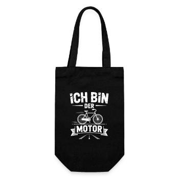 Ich bin der Motor – Fahrrad-Motiv - Geschenkbeutel für Flaschen - Schwarz - Vorne