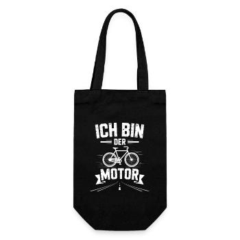 Ich bin der Motor Fahrrad-Motiv - Geschenkbeutel für Flaschen - Schwarz - Vorne