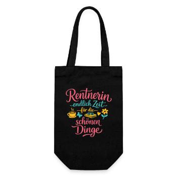 Rentnerin endlich Zeit für die schönen Dinge - Geschenkbeutel für Flaschen - Schwarz - Vorne