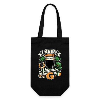 I Need More Vitamin G | Stout Beer | St Patrick - Gift Bag for Bottles - black - Front