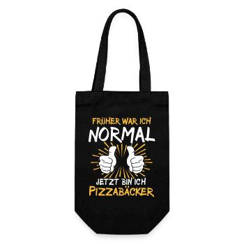 Pizzabäcker Spruch - Geschenkbeutel für Flaschen - Schwarz - Vorne