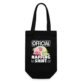 Offizielles Schlafshirt Schlafendes Schwein - Geschenkbeutel für Flaschen - Schwarz - Vorne