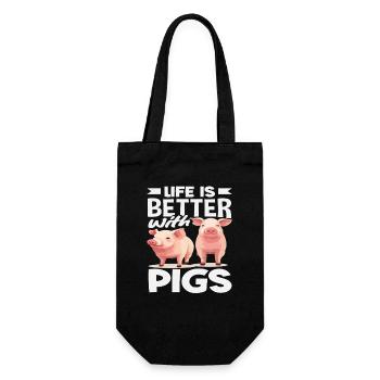 Life is better with pigs farm - Gift Bag for Bottles - black - Front