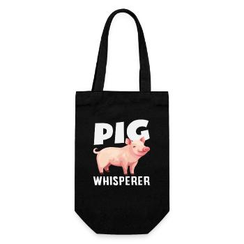 Schweineflüsterer Lustiges Bauer Landwirt - Geschenkbeutel für Flaschen - Schwarz - Vorne