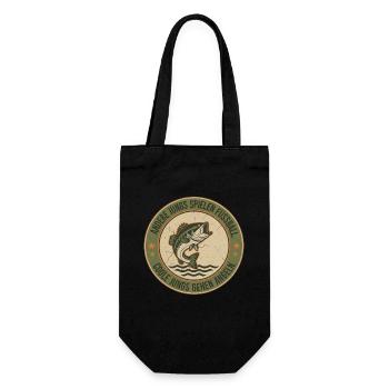 Retro Fischen Fischbadge Coole Jungs Gehen Angeln - Geschenkbeutel für Flaschen - Schwarz - Vorne