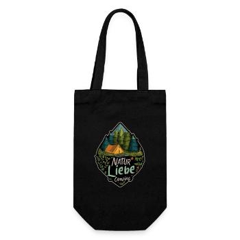 Camping Spruch Natur Liebe Camper Outdoor Geschenk - Geschenkbeutel für Flaschen - Schwarz - Vorne