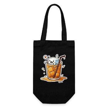 Eiswürfel mit Herz im Getränk Cartoon - Geschenkbeutel für Flaschen - Schwarz - Vorne