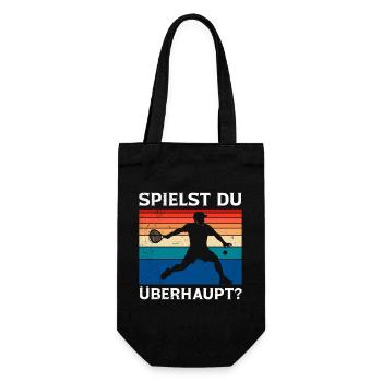 Padel Sport SPIELST DU ÜBERHAUPT Retro Lustig - Geschenkbeutel für Flaschen - Schwarz - Vorne