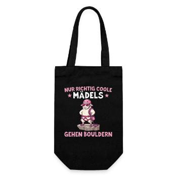 Bouldern Schaf Coole Mädels Klettern Geschenk - Geschenkbeutel für Flaschen - Schwarz - Vorne