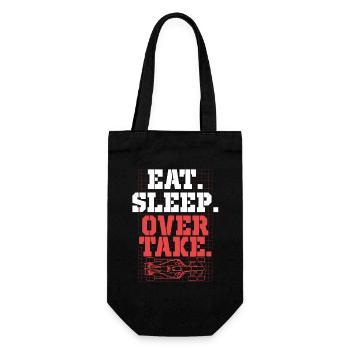 Autorennen Motorsport Eat Sleep Over Take - Geschenkbeutel für Flaschen - Schwarz - Vorne