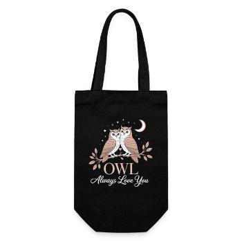 Owls Owl Always Love You Love Valentine's Day Owl - Gift Bag for Bottles - black - Front
