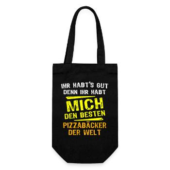 Pizzabäcker Geschenk - Geschenkbeutel für Flaschen - Schwarz - Vorne