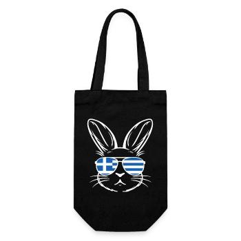 Griechische Oster-griechische Flagge Osterhase - Geschenkbeutel für Flaschen - Schwarz - Vorne