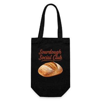 Sauerteig-Sozialclub Brotbacker Lokaler Bäcker - Geschenkbeutel für Flaschen - Schwarz - Vorne