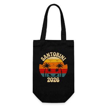 Santorini Sunset 2026 Retro - Geschenkbeutel für Flaschen - Schwarz - Vorne