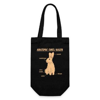Hase Anatomie kawaii Beschreibung eines Hasen - Geschenkbeutel für Flaschen - Schwarz - Vorne