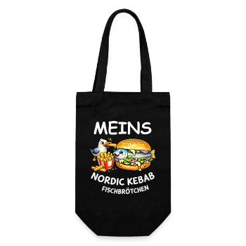 Lustiges Fischbrötchen Küstenhumor Nordsee Ostsee - Geschenkbeutel für Flaschen - Schwarz - Vorne