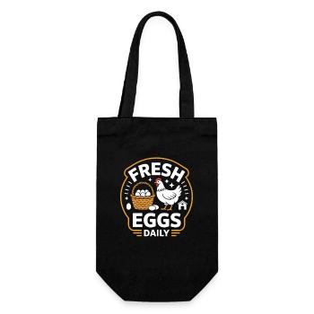 Fresh Eggs Daily Hühnerhalter Huhn - Geschenkbeutel für Flaschen - Schwarz - Vorne