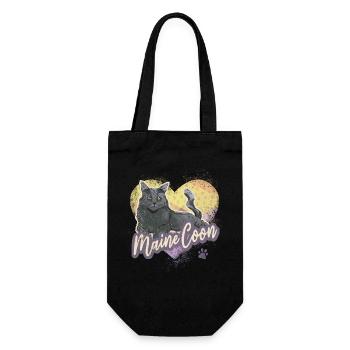 Maine Coon Katze Vintage Design für Katzen Freunde - Geschenkbeutel für Flaschen - Schwarz - Vorne