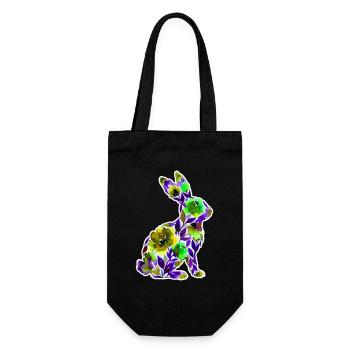 Hase Silhouette Blumen - Geschenkbeutel für Flaschen - Schwarz - Vorne