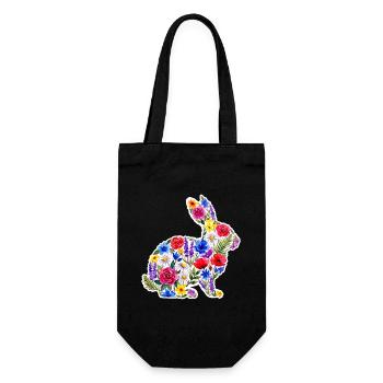 Hase Silhouette Blumen Bunt - Geschenkbeutel für Flaschen - Schwarz - Vorne