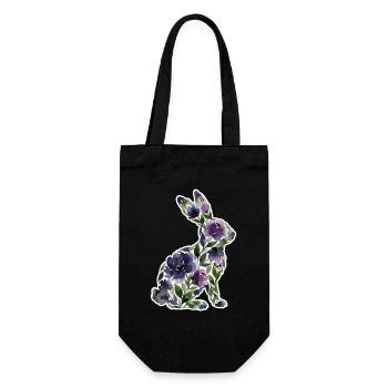 Hase Silhouette Blumen - Geschenkbeutel für Flaschen - Schwarz - Vorne