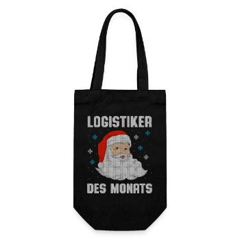 Logistiker des Monats / Weihnachtsmann - Geschenkbeutel für Flaschen - Schwarz - Vorne