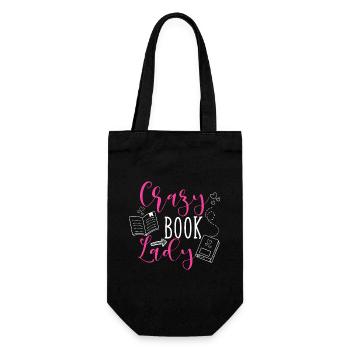 Crazy Book Lady - Gift Bag for Bottles - black - Front