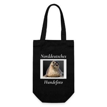 Norddeutsches Hundefoto Lustiger Seehund Nordsee  - Geschenkbeutel für Flaschen - Schwarz - Vorne