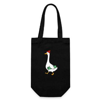 Goose with knitted hat and yoga mat - Gift Bag for Bottles - black - Front