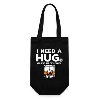 I Need A Hug Glass Of Whiskey Graphic - Gift Bag for Bottles - black - Front