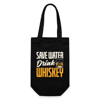 Save Water Drink Whiskey Funny Quote Design - Geschenkbeutel für Flaschen - Schwarz - Vorne