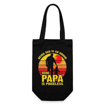 Papa Is Priceless: Dad Honor - Gift Bag for Bottles - black - Front