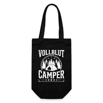 Camping Zelt Shirt für echte Camper - Geschenkbeutel für Flaschen - Schwarz - Vorne