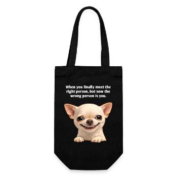 Lustiges Chihuahua Cartoon - When you finally meet - Geschenkbeutel für Flaschen - Schwarz - Vorne