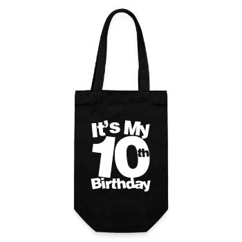 Es ist mein 10. Geburtstag - Geschenkbeutel für Flaschen - Schwarz - Vorne