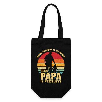 Opa zu sein, Papa zu sein – unbezahlbar - Geschenkbeutel für Flaschen - Schwarz - Vorne