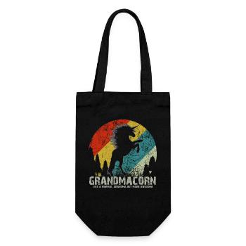 Grandmacorn Vintage Retro Sunset Unicorn Shirt - Geschenkbeutel für Flaschen - Schwarz - Vorne